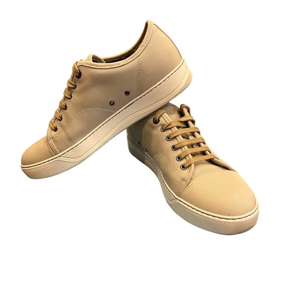LANVIN OF PARIS TRAINER low top canvas sneakers, beige size 8 - Picture 3 of 14